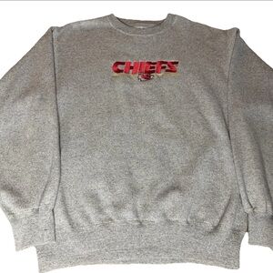 Vintage 90s Majestic Kansas City Chiefs Sweatshirt Gray Embroidered